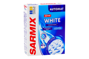Пральний порошок Sarmix Active White для білих речей, 4 цикла прання, 300 г